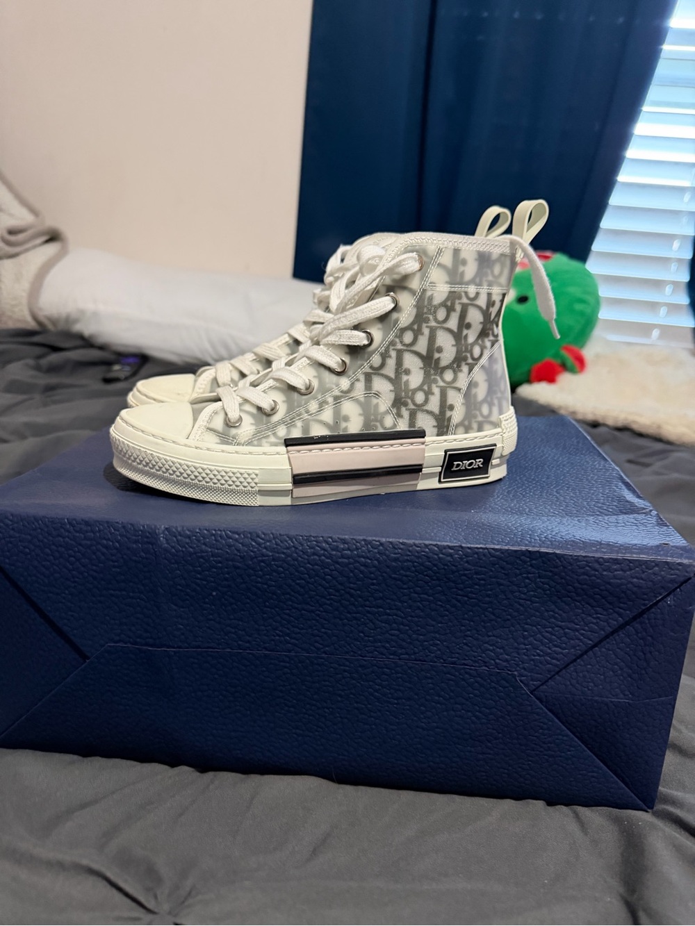 Dior Grey and White High-Top Sneaker